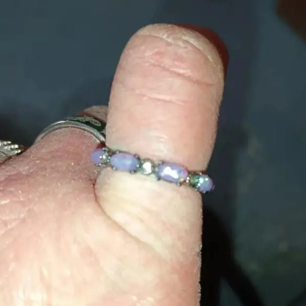 Ladies Elegant Blue Opal Silver Ring